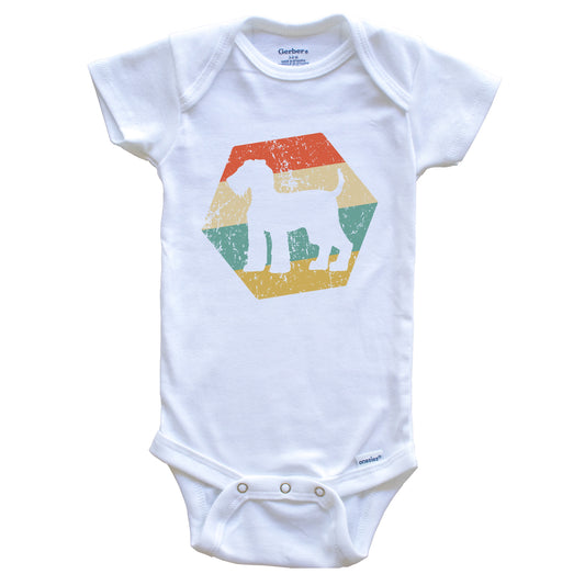 Airedale Terrier Dog Breed Retro Distressed Hexagon Baby Bodysuit
