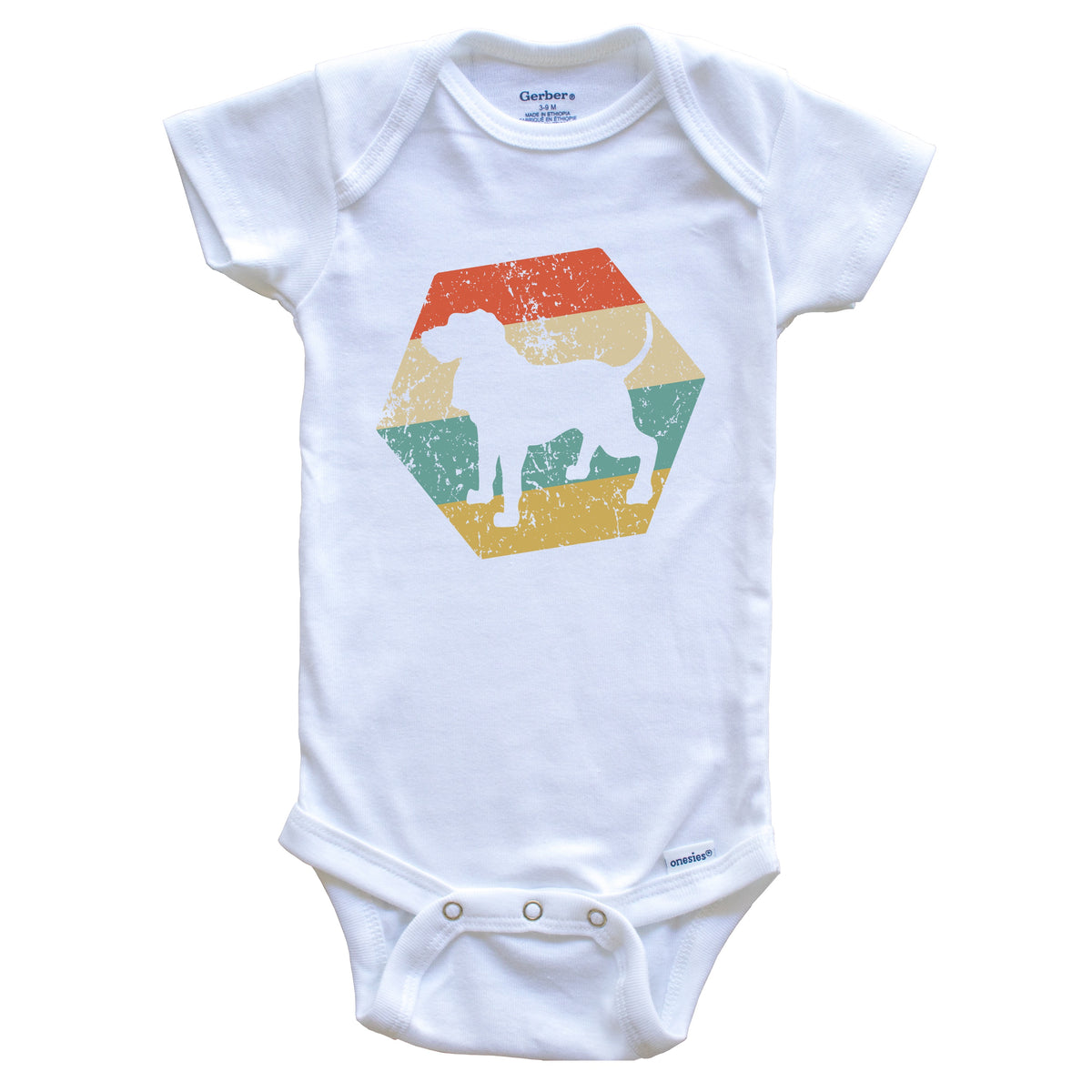 Bloodhound Dog Breed Retro Distressed Hexagon Baby Bodysuit