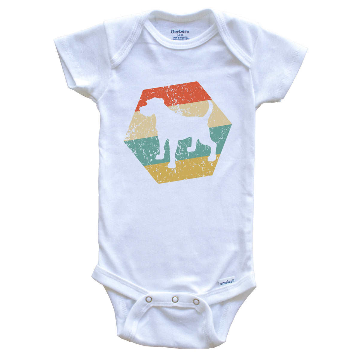 Border Terrier Dog Breed Retro Distressed Hexagon Baby Bodysuit