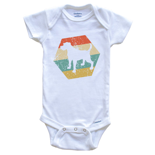 Border Terrier Dog Breed Retro Distressed Hexagon Baby Bodysuit