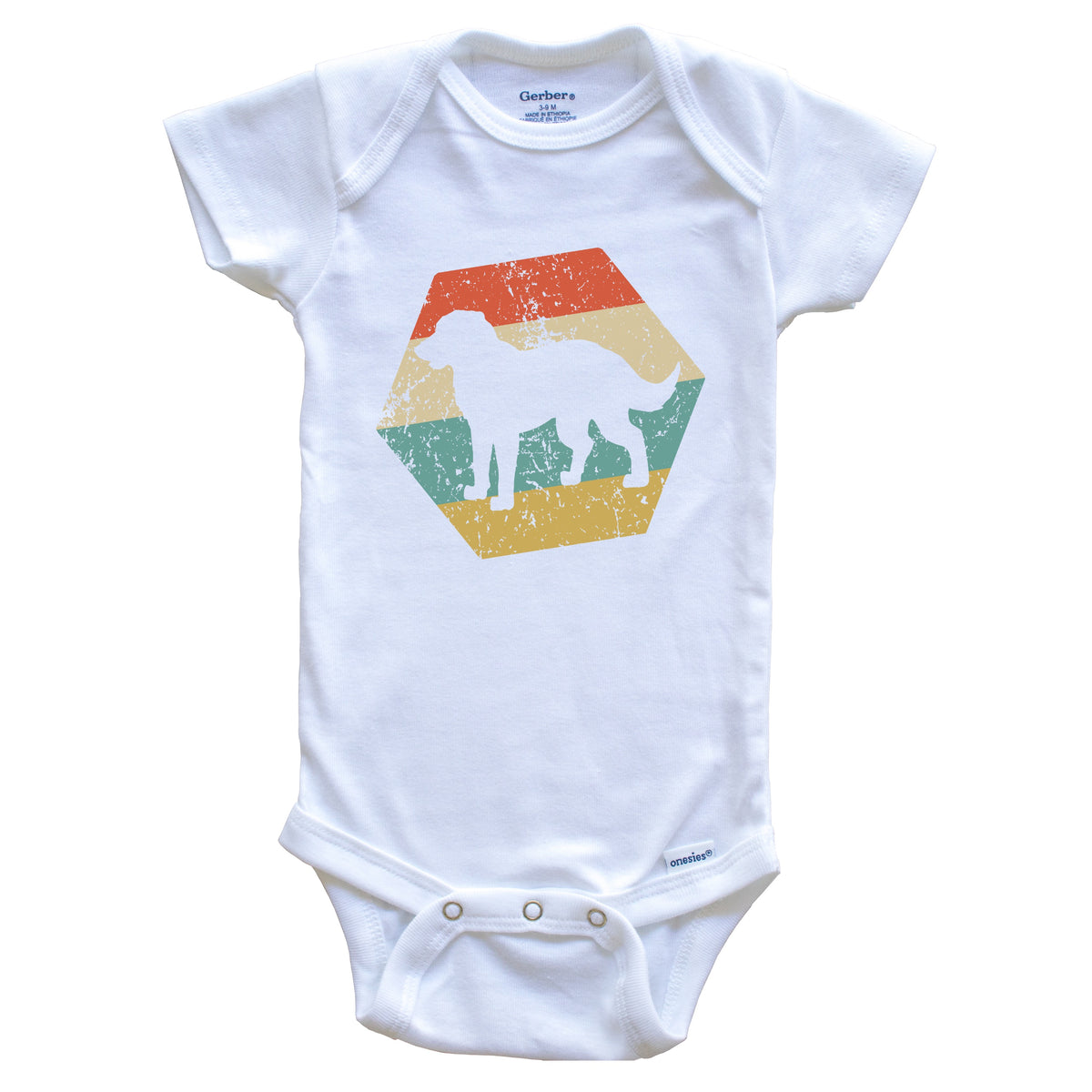 Chessie Dog Breed Retro Distressed Hexagon Baby Bodysuit