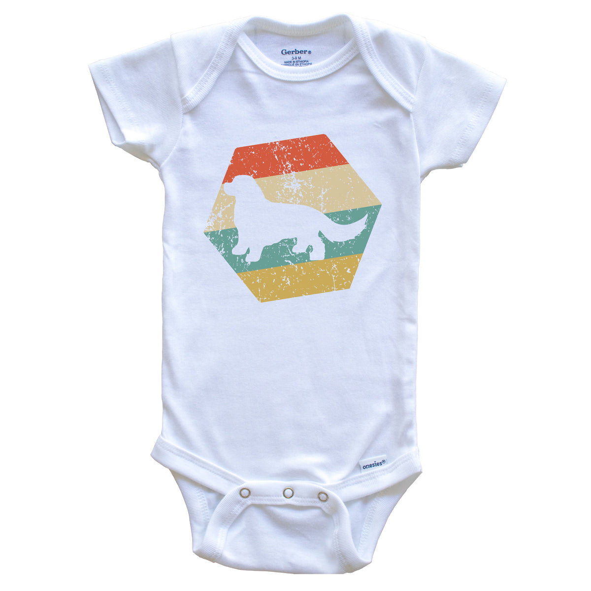 King Charles Spaniel Dog Breed Retro Distressed Hexagon Baby Bodysuit