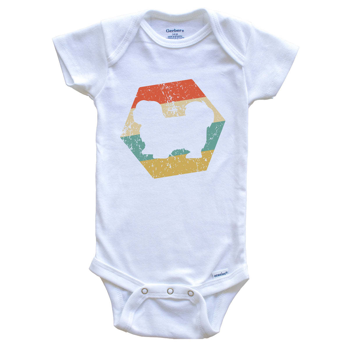 Lhasa Apso Dog Breed Retro Distressed Hexagon Baby Bodysuit