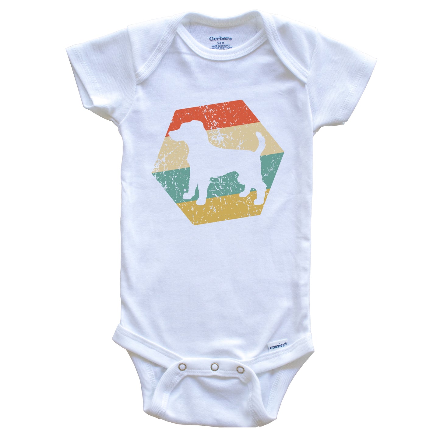 Parson Russell Terrier Dog Breed Retro Distressed Hexagon Baby Bodysuit