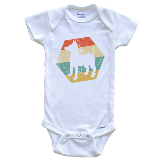 Toy Fox Terrier Dog Breed Retro Distressed Hexagon Baby Bodysuit