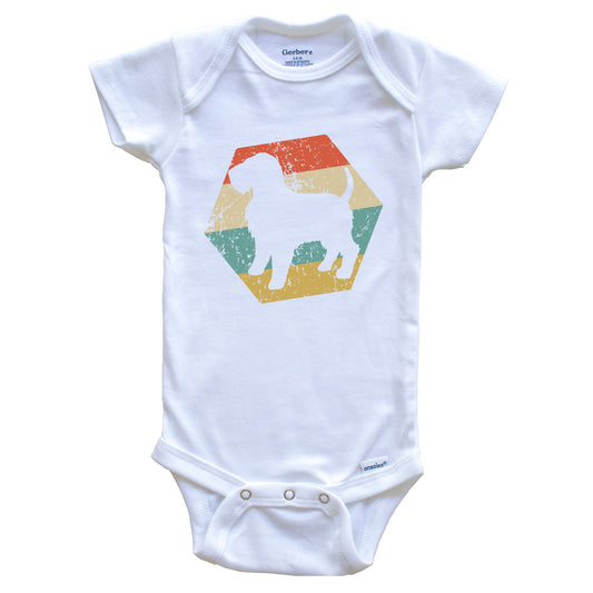 Wheaten Terrier Dog Breed Retro Distressed Hexagon Baby Bodysuit