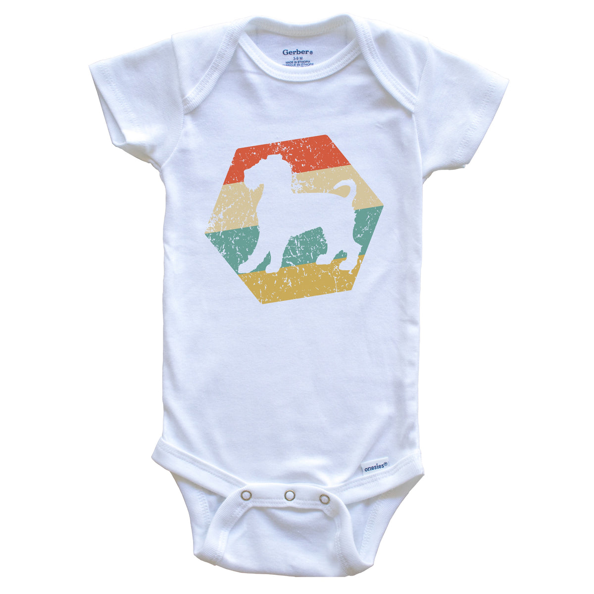 Wire Fox Terrier Dog Breed Retro Distressed Hexagon Baby Bodysuit