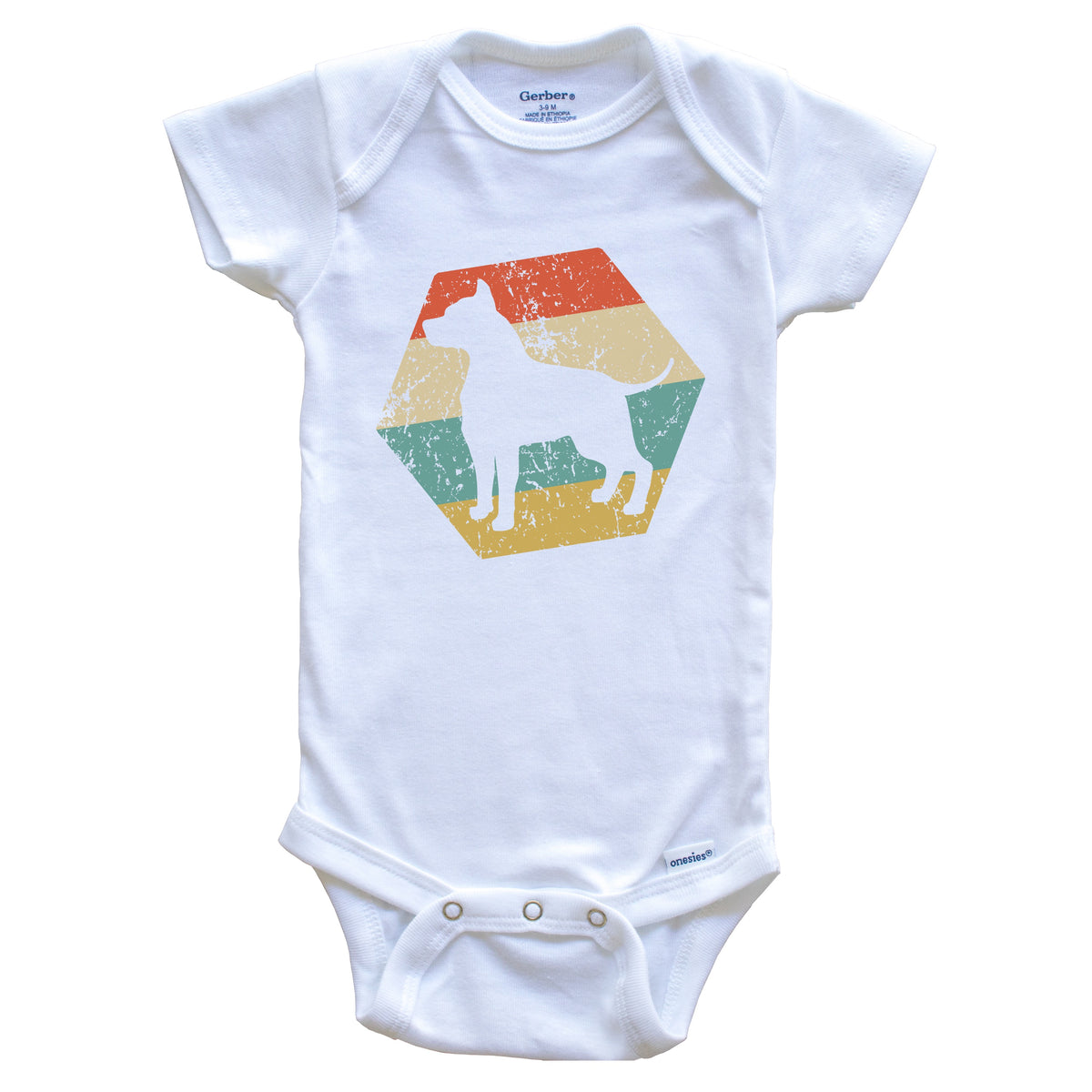 AmStaff Dog Breed Retro Distressed Hexagon Baby Bodysuit