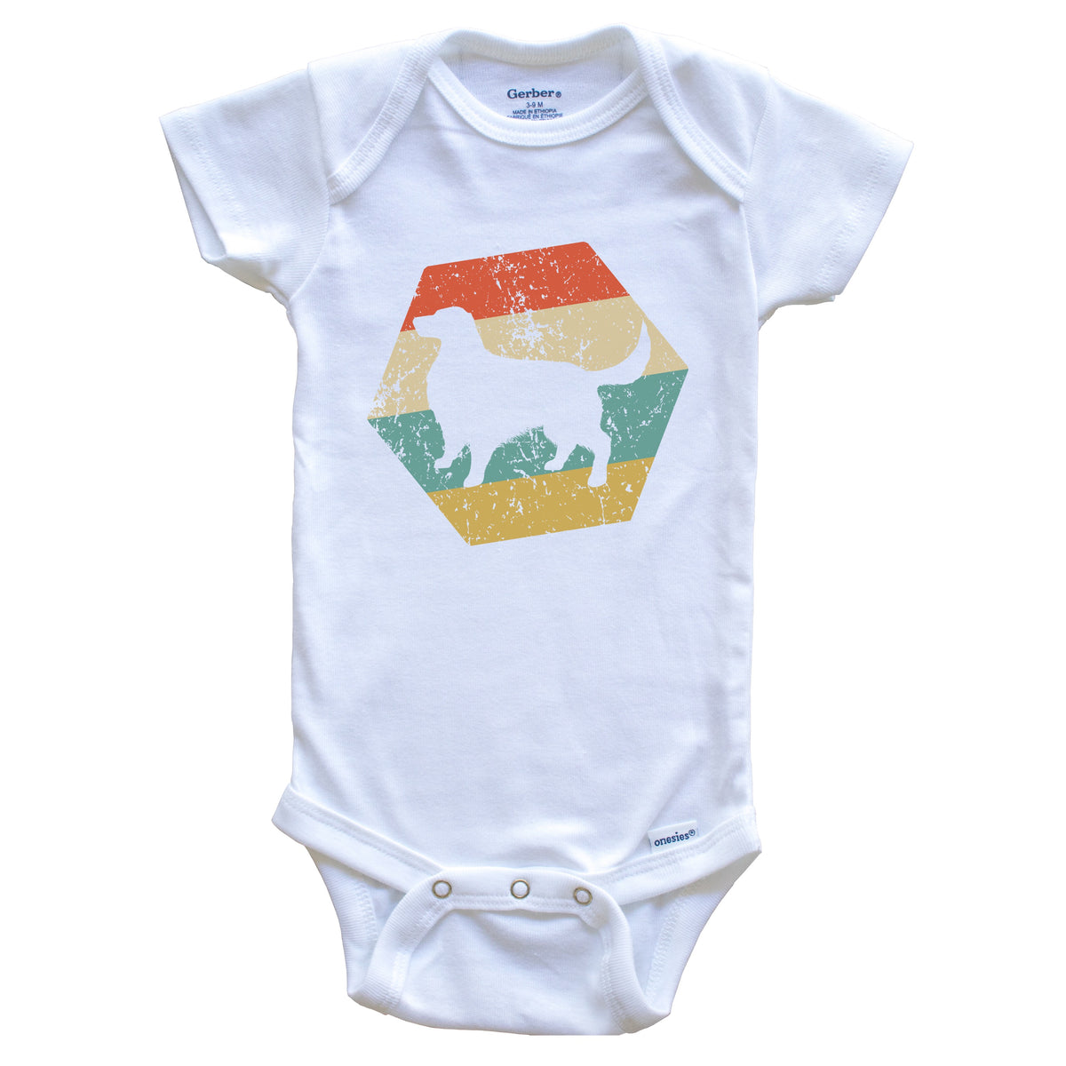 Irish Setter Dog Breed Retro Distressed Hexagon Baby Bodysuit