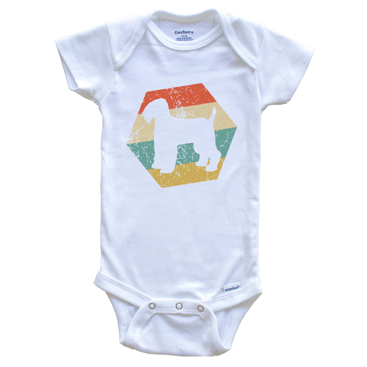 Kerry Blue Terrier Dog Breed Retro Distressed Hexagon Baby Bodysuit