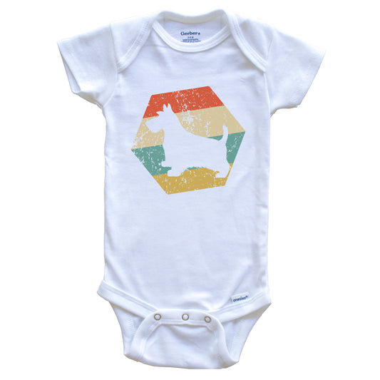 Scottish Terrier Dog Breed Retro Distressed Hexagon Baby Bodysuit