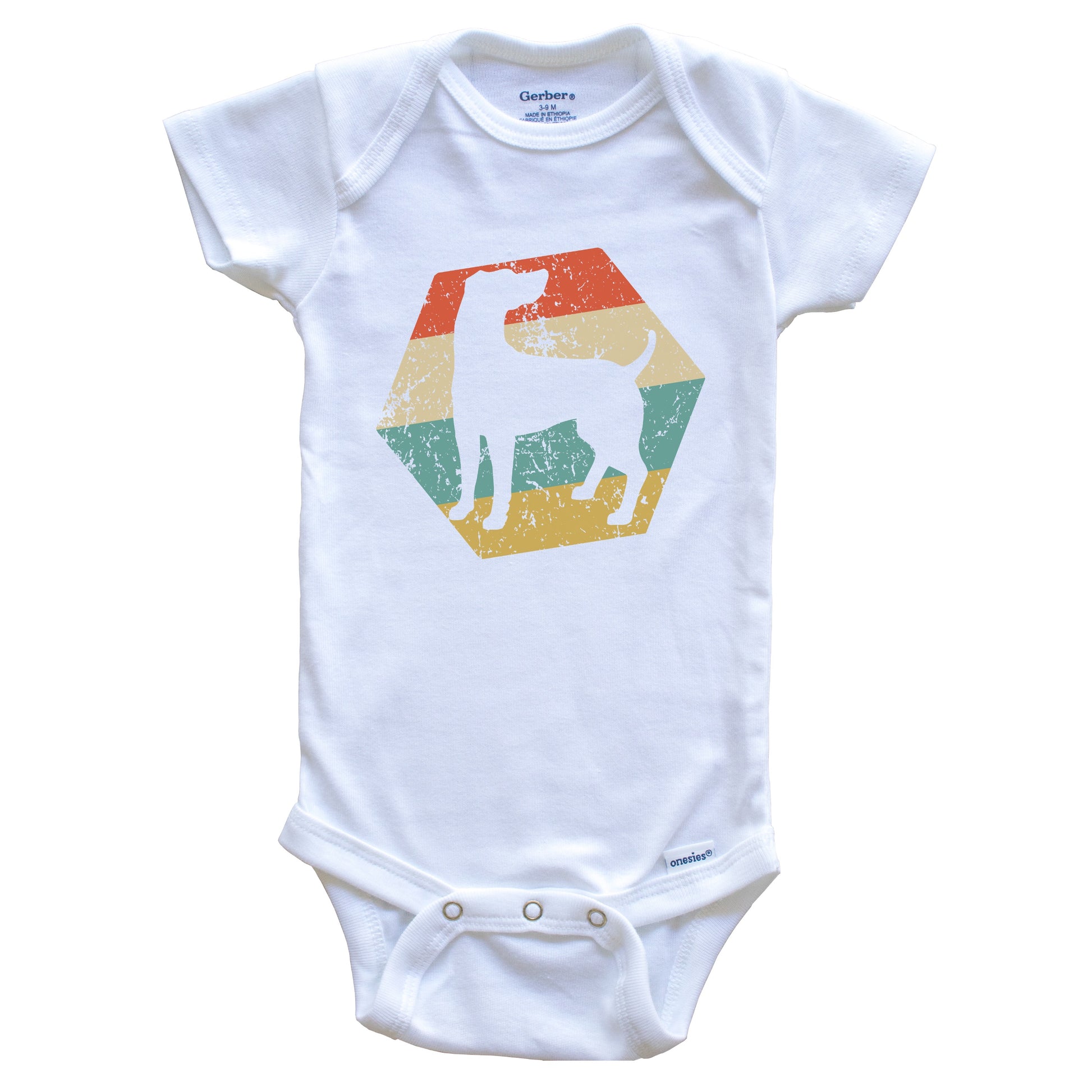 Weimaraner Dog Breed Retro Distressed Hexagon Baby Bodysuit