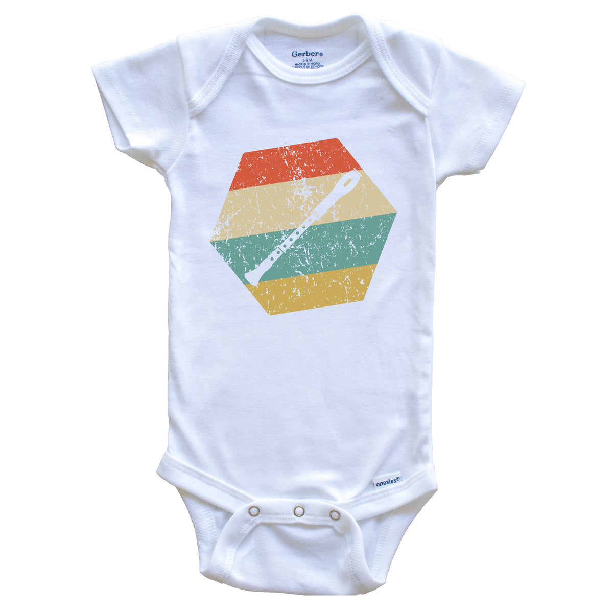 Oboe Retro Distressed Hexagon Oboe Player Baby Bodysuit