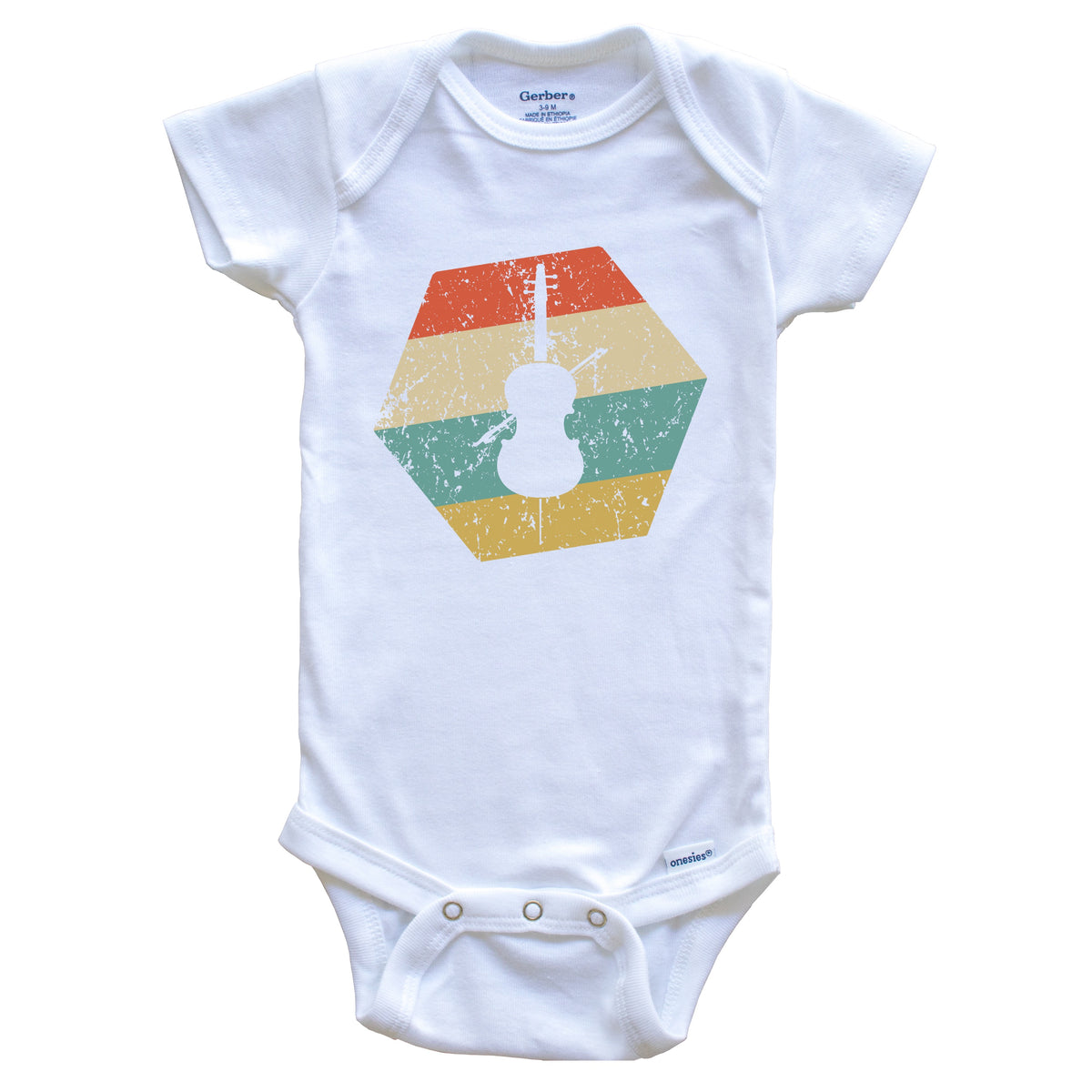 Cello Retro Distressed Hexagon Cellist Baby Bodysuit