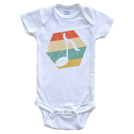 Music Note Retro Distressed Hexagon Eighth Note Baby Bodysuit