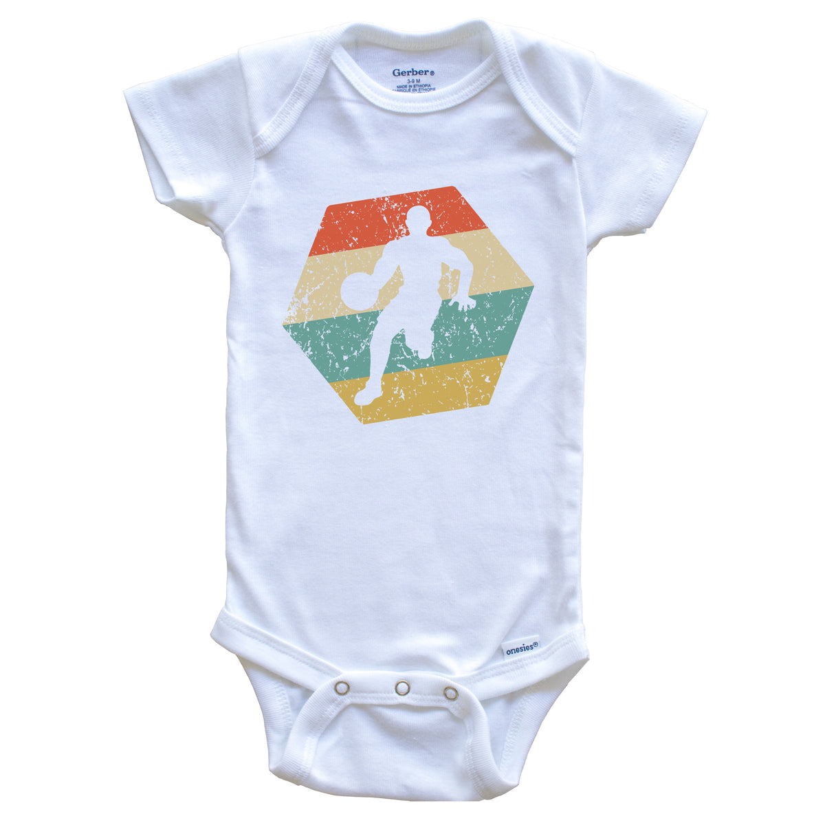 Basketball Player Retro Distressed Hexagon Point Guard Baby Bodysuit