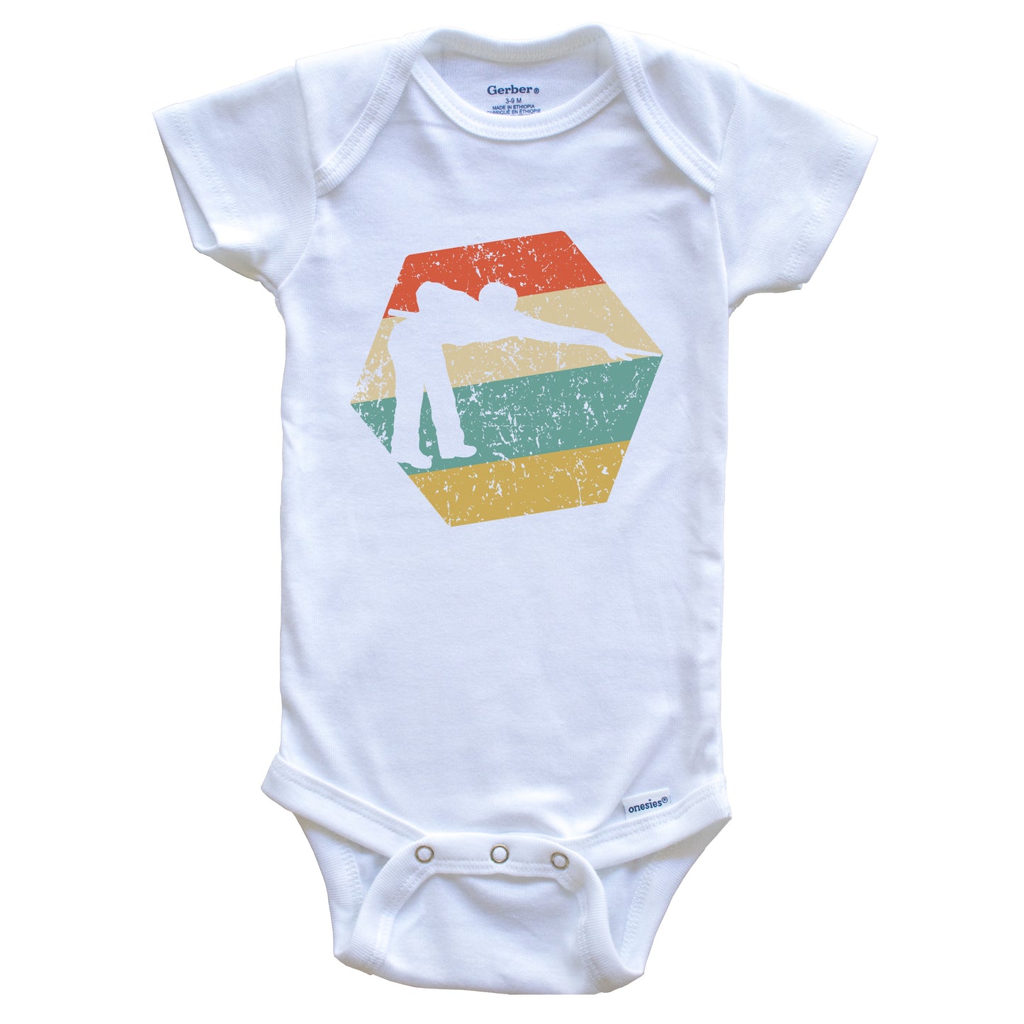 Pool Player Retro Distressed Hexagon Billiards Baby Bodysuit