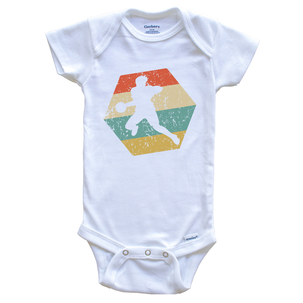 Dodgeball Retro Distressed Hexagon Dodgeball Player Baby Bodysuit