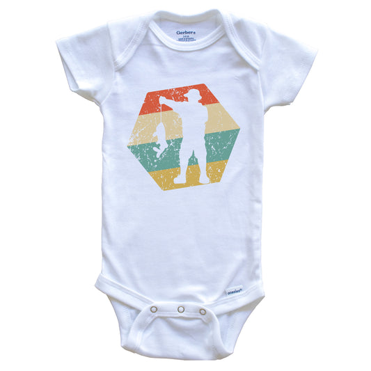 Fisherman Retro Distressed Hexagon Fishing Baby Bodysuit