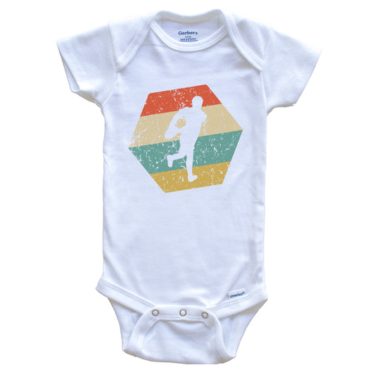 Rugby Retro Distressed Hexagon Rugby Player Baby Bodysuit