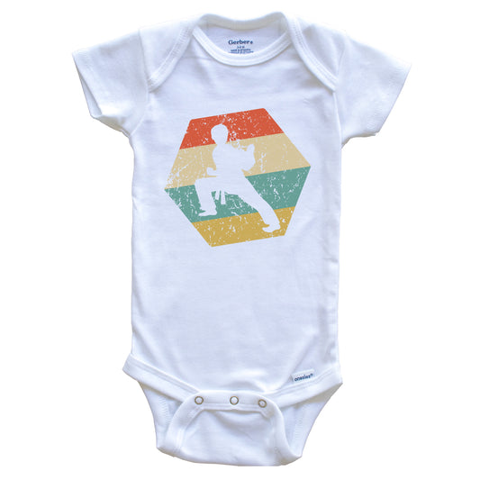 Karate Retro Distressed Hexagon Martial Arts Baby Bodysuit