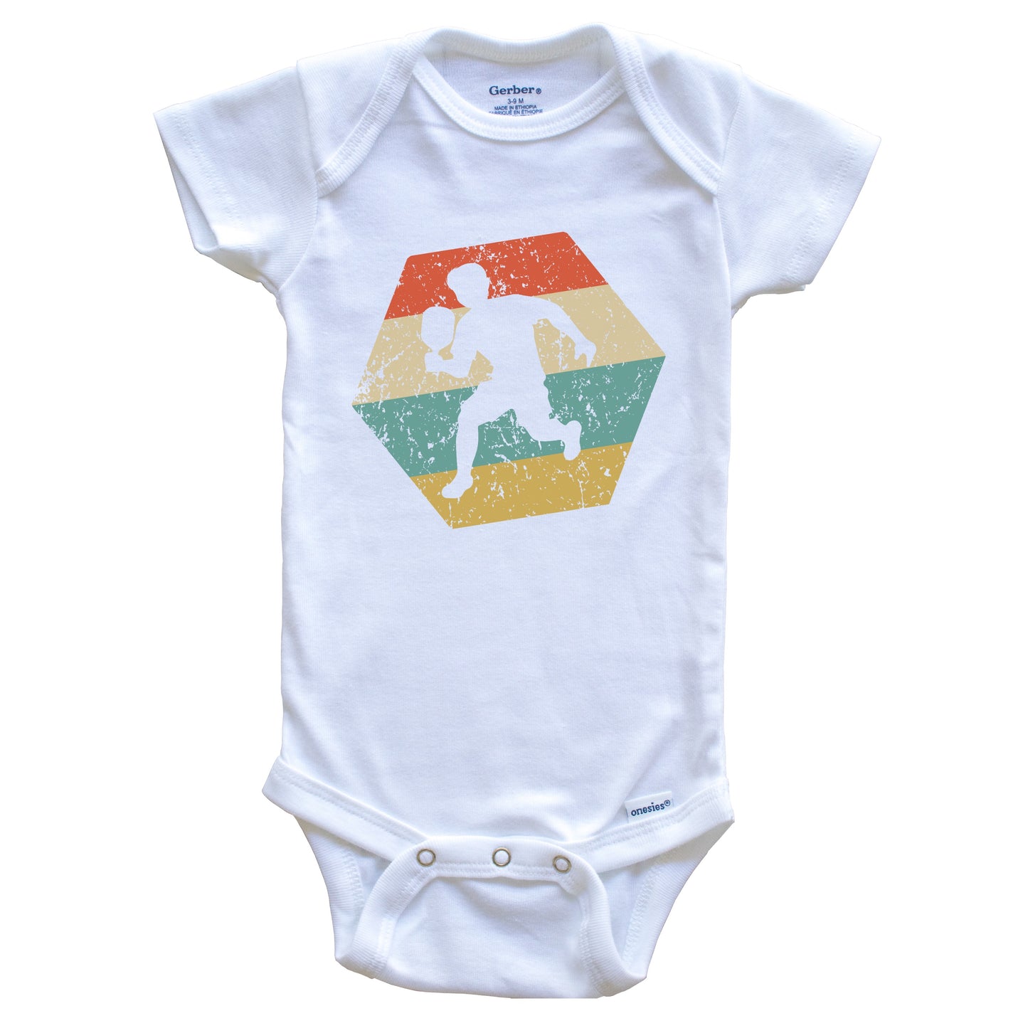Pickleball Retro Distressed Hexagon Pickleball Player Baby Bodysuit