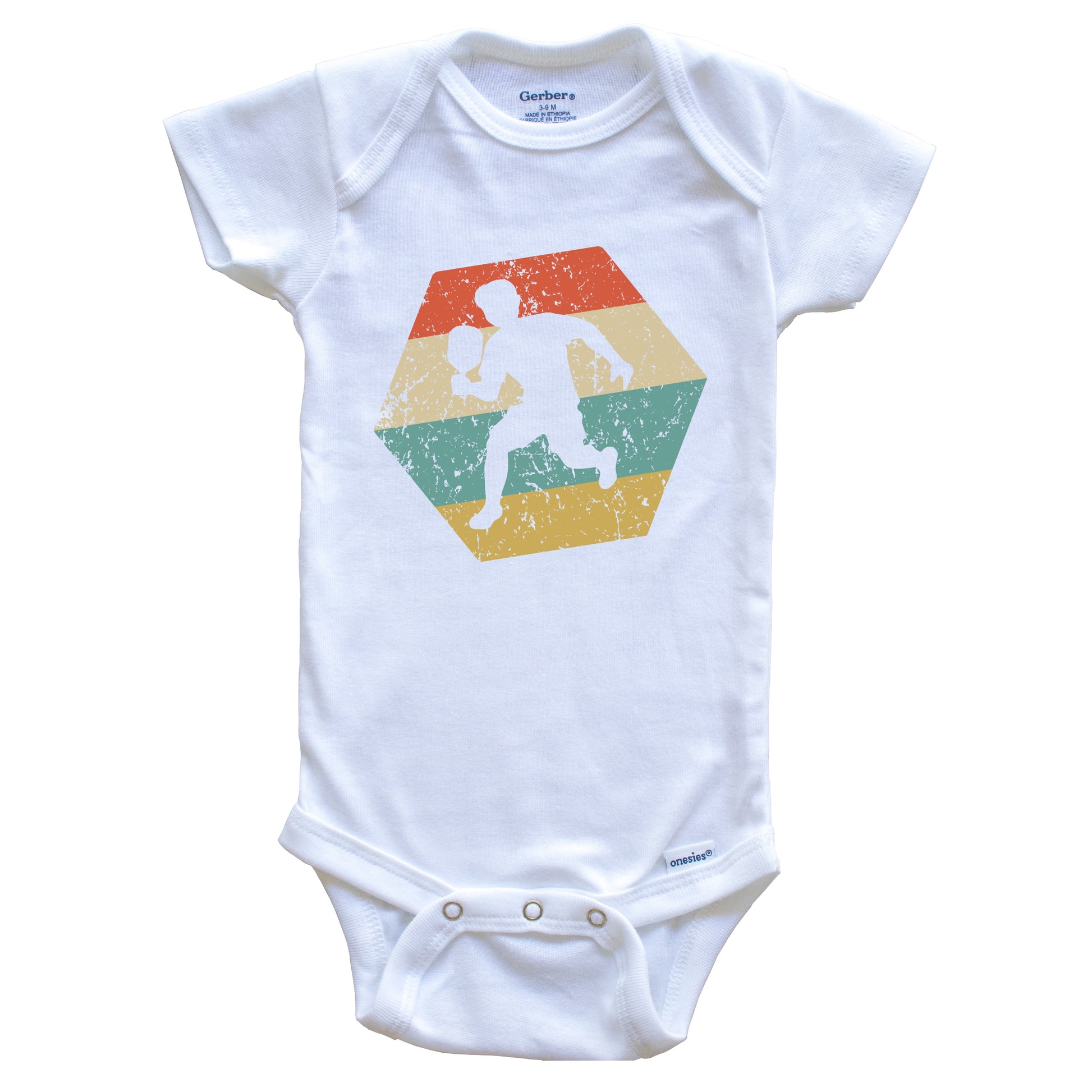 Pickleball Retro Distressed Hexagon Pickleball Player Baby Bodysuit