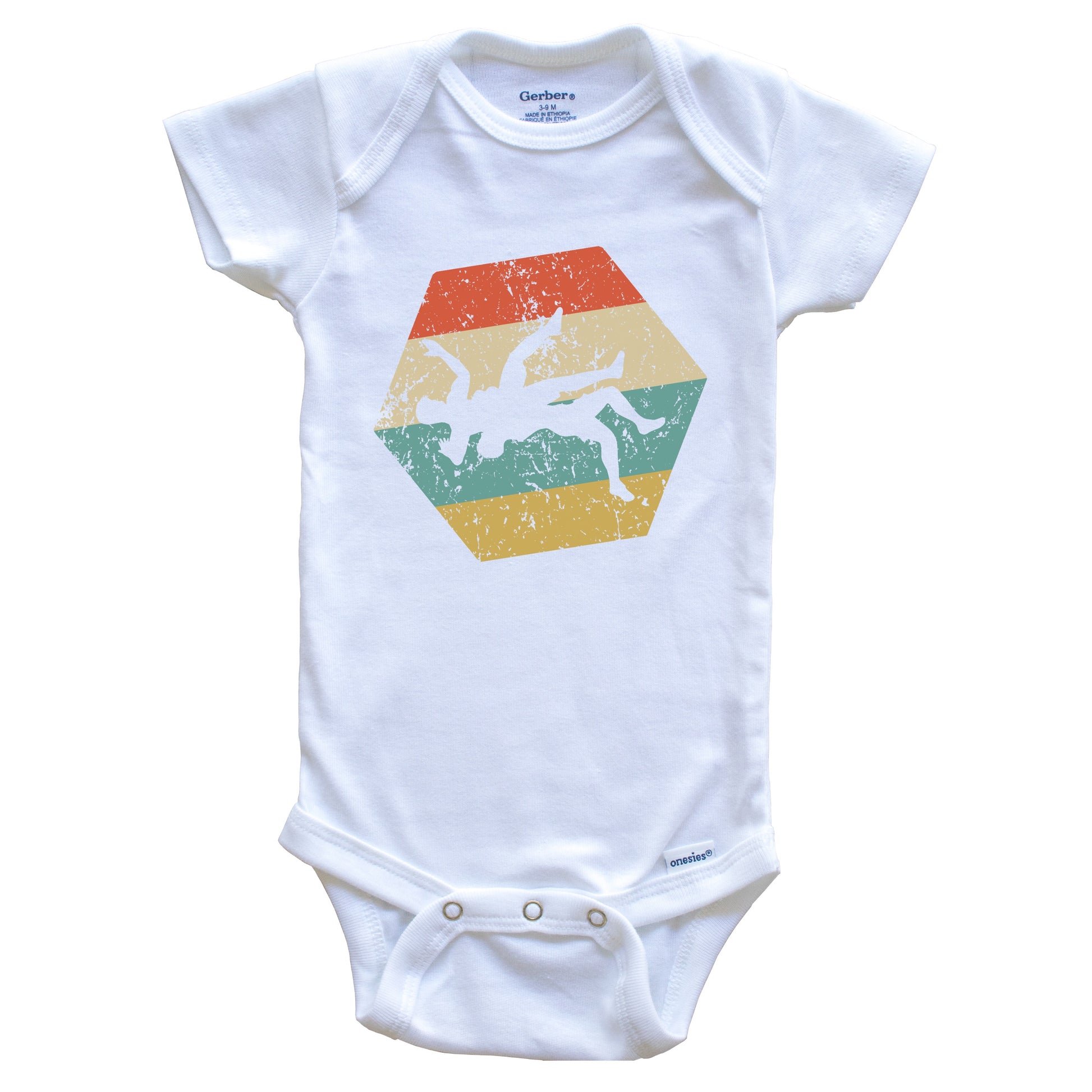 Wrestlers Retro Distressed Hexagon Wrestling Baby Bodysuit