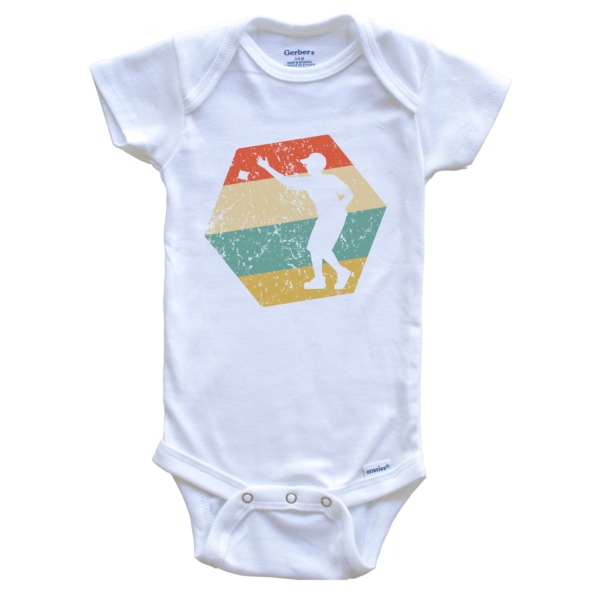 Cornhole Retro Distressed Hexagon Cornhole Toss Baby Bodysuit
