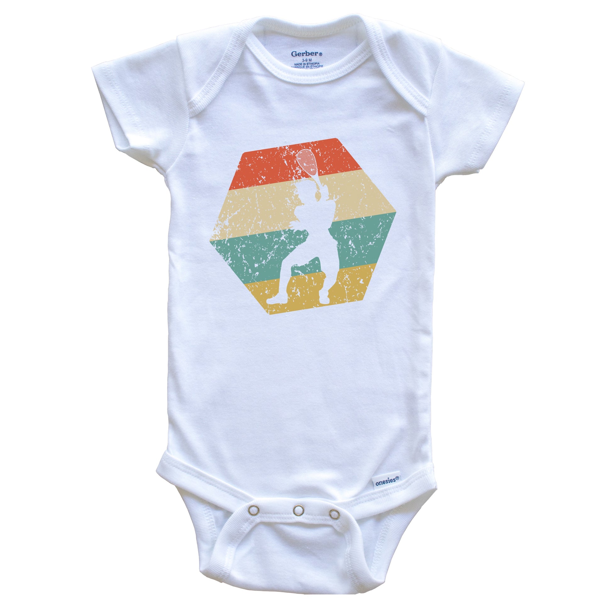Squash Retro Distressed Hexagon Squash Player Baby Bodysuit