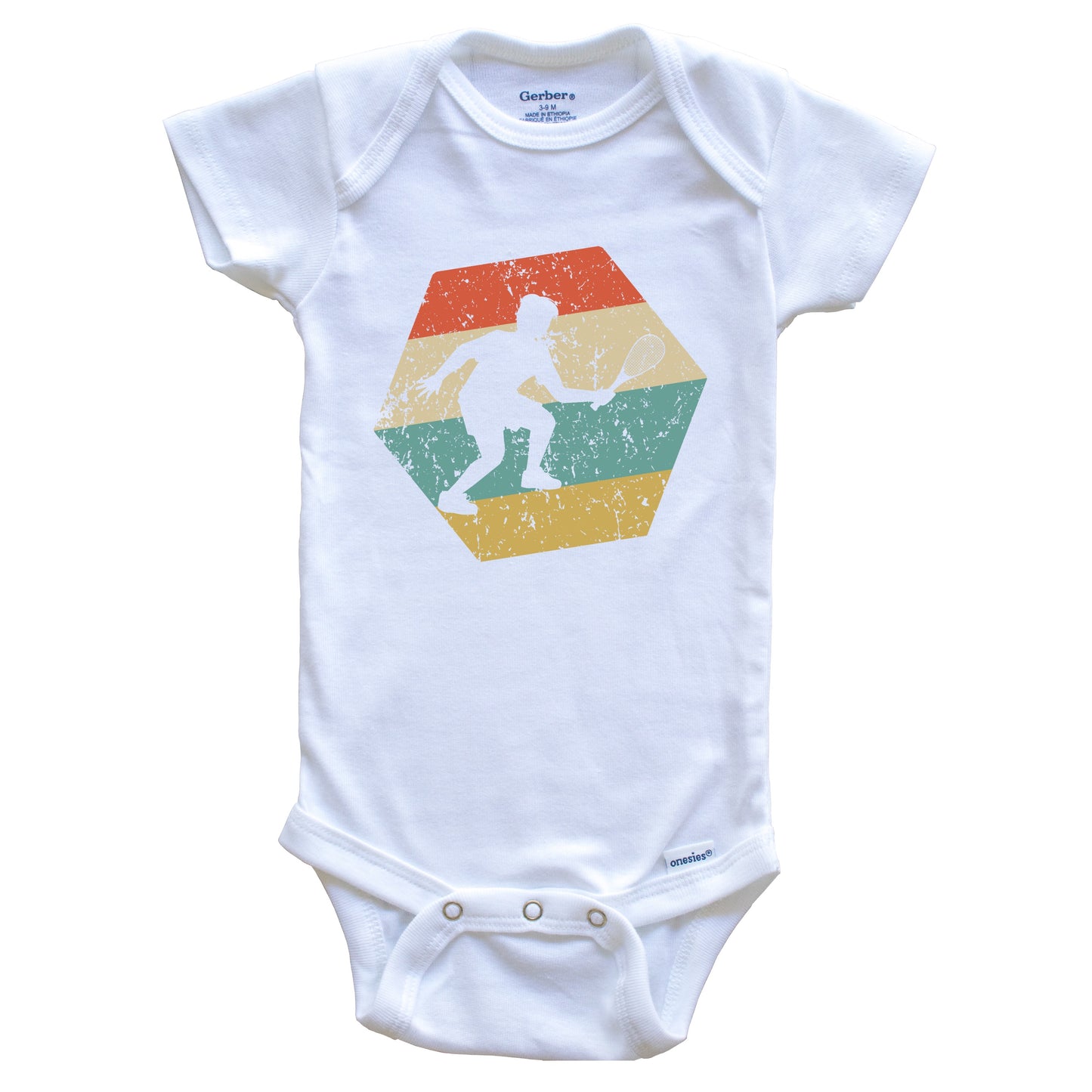 Squash Player Retro Distressed Hexagon Squash Baby Bodysuit