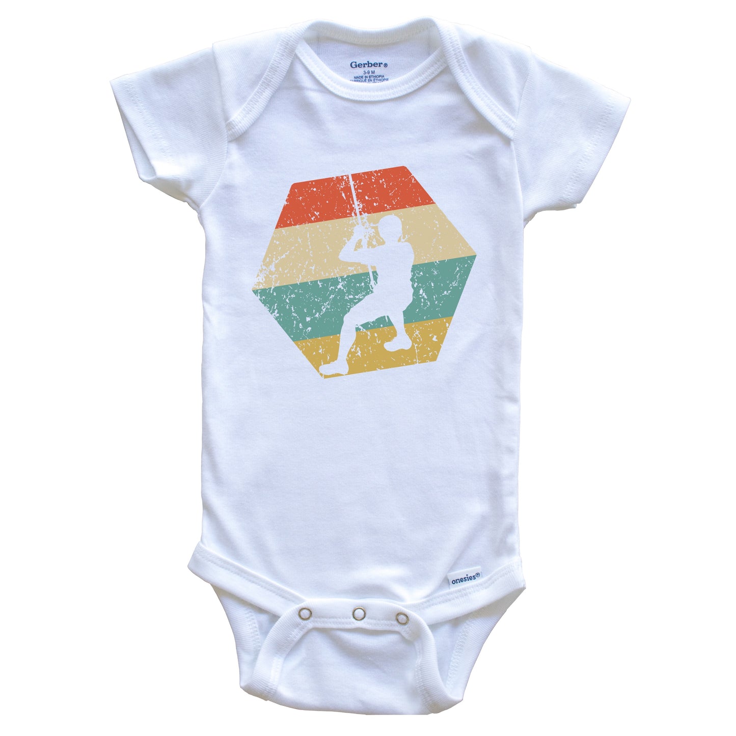 Rock Climber Retro Distressed Hexagon Rock Climbing Baby Bodysuit