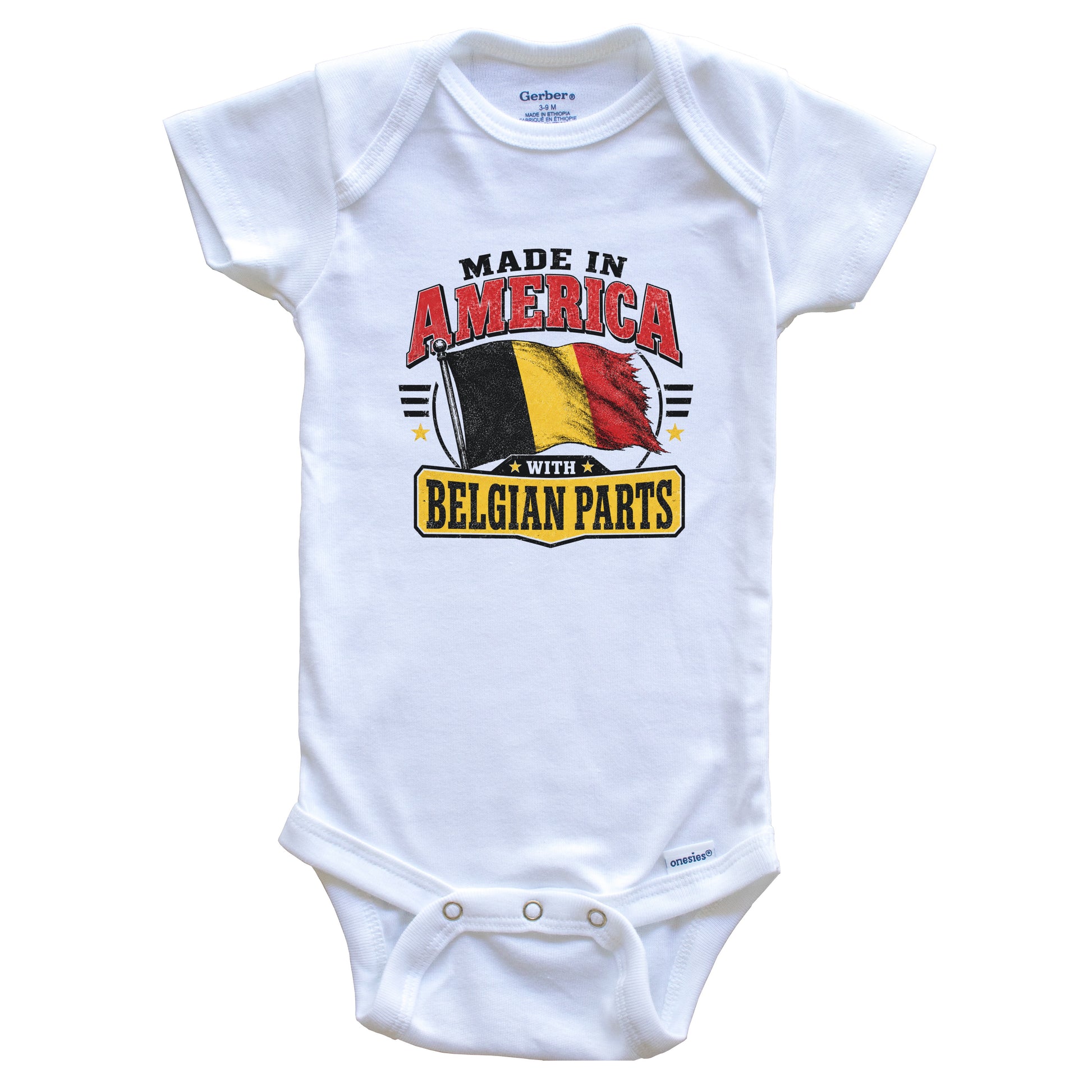 Made In America With Belgian Parts Belgium Flag Baby Bodysuit