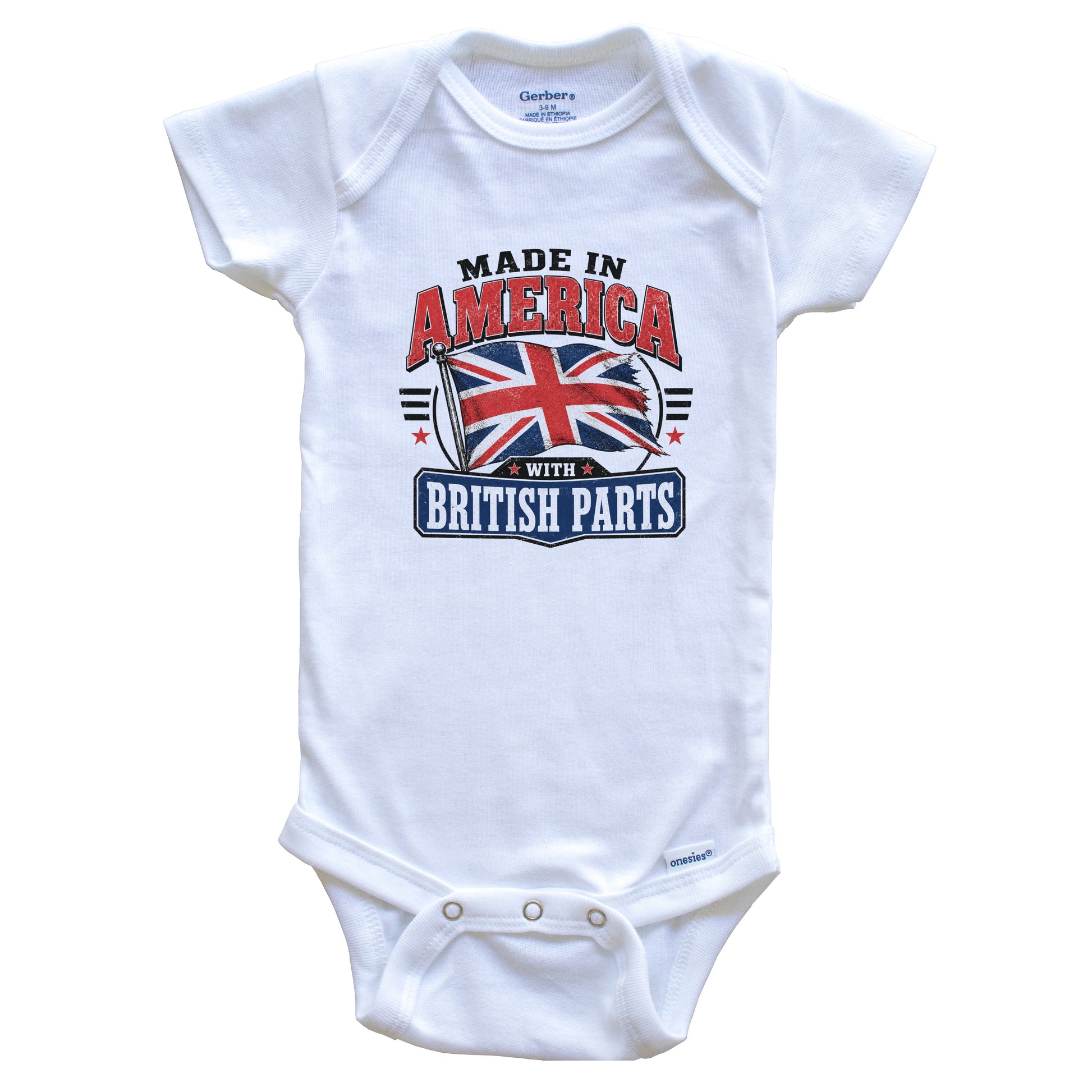 Made In America With British Parts UK Flag Baby Bodysuit