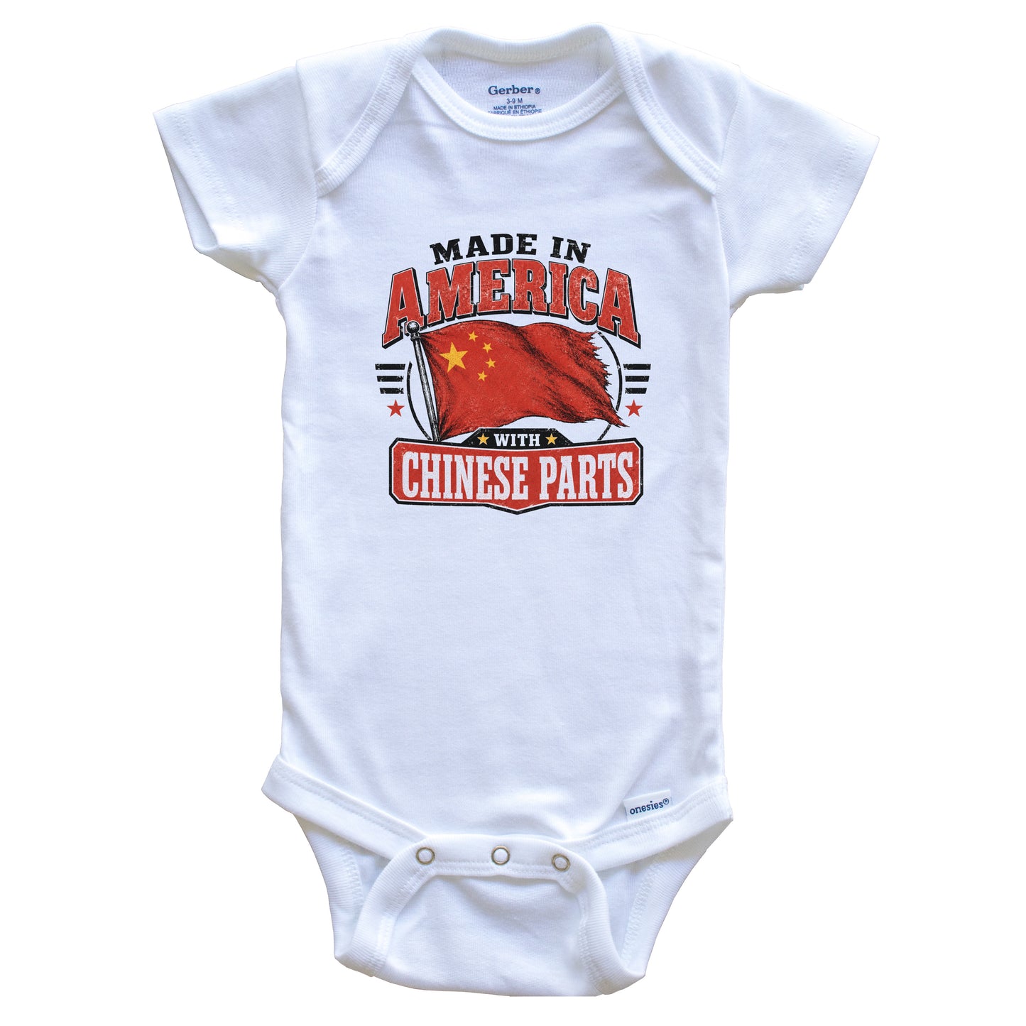 Made In America With Chinese Parts China Flag Baby Bodysuit
