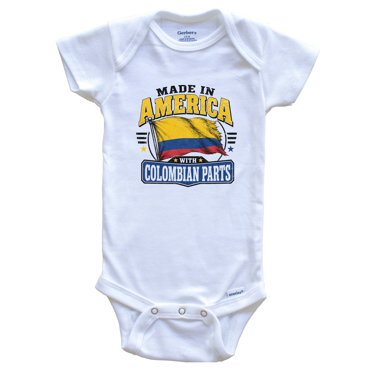 Made In America With Colombian Parts Colombia Flag Baby Bodysuit
