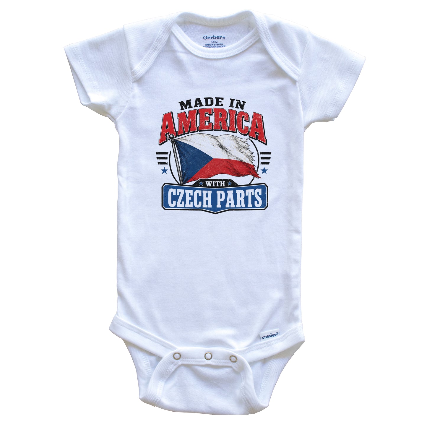 Made In America With Czech Parts Czech Republic Flag Baby Bodysuit