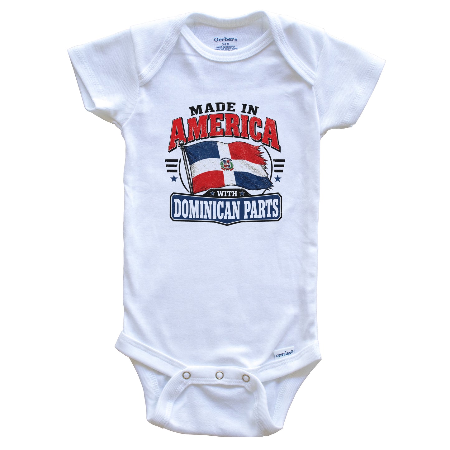 Made In America With Dominican Parts Dominican Republic Flag Baby Bodysuit