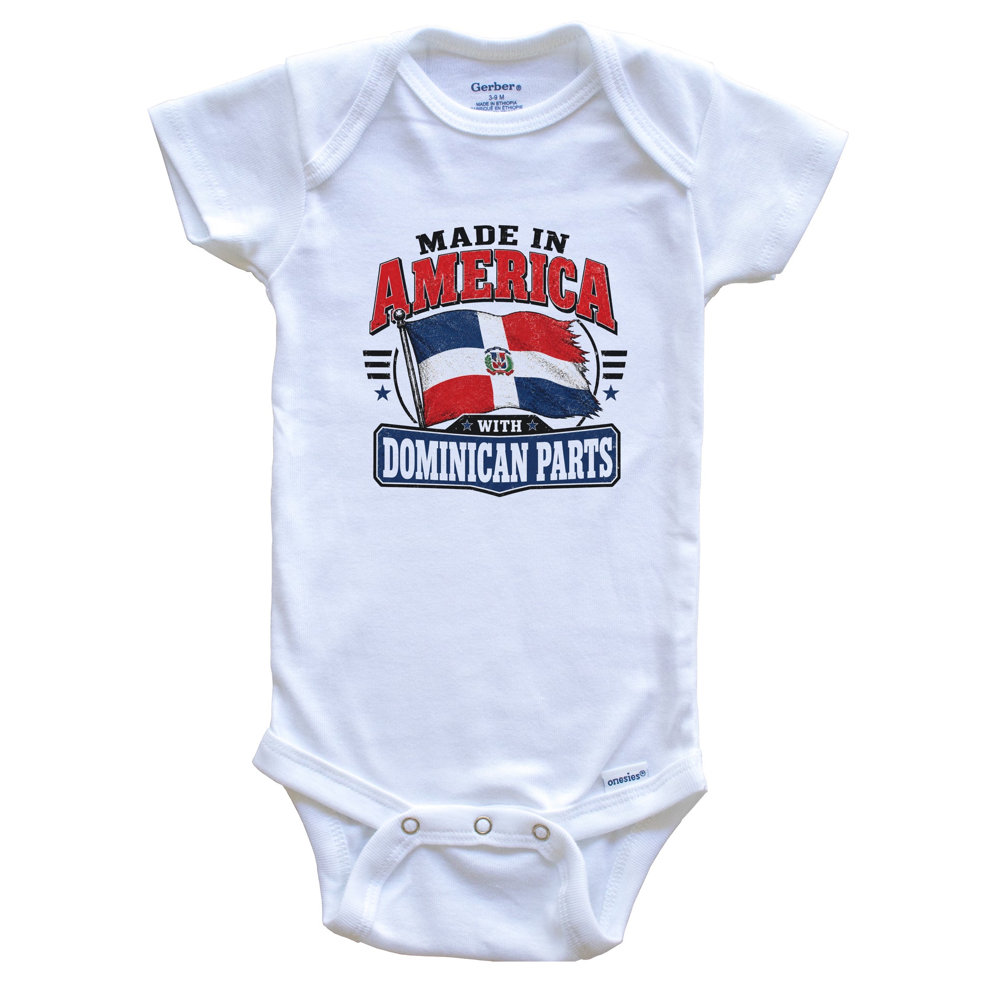 Made In America With Dominican Parts Dominican Republic Flag Baby Bodysuit