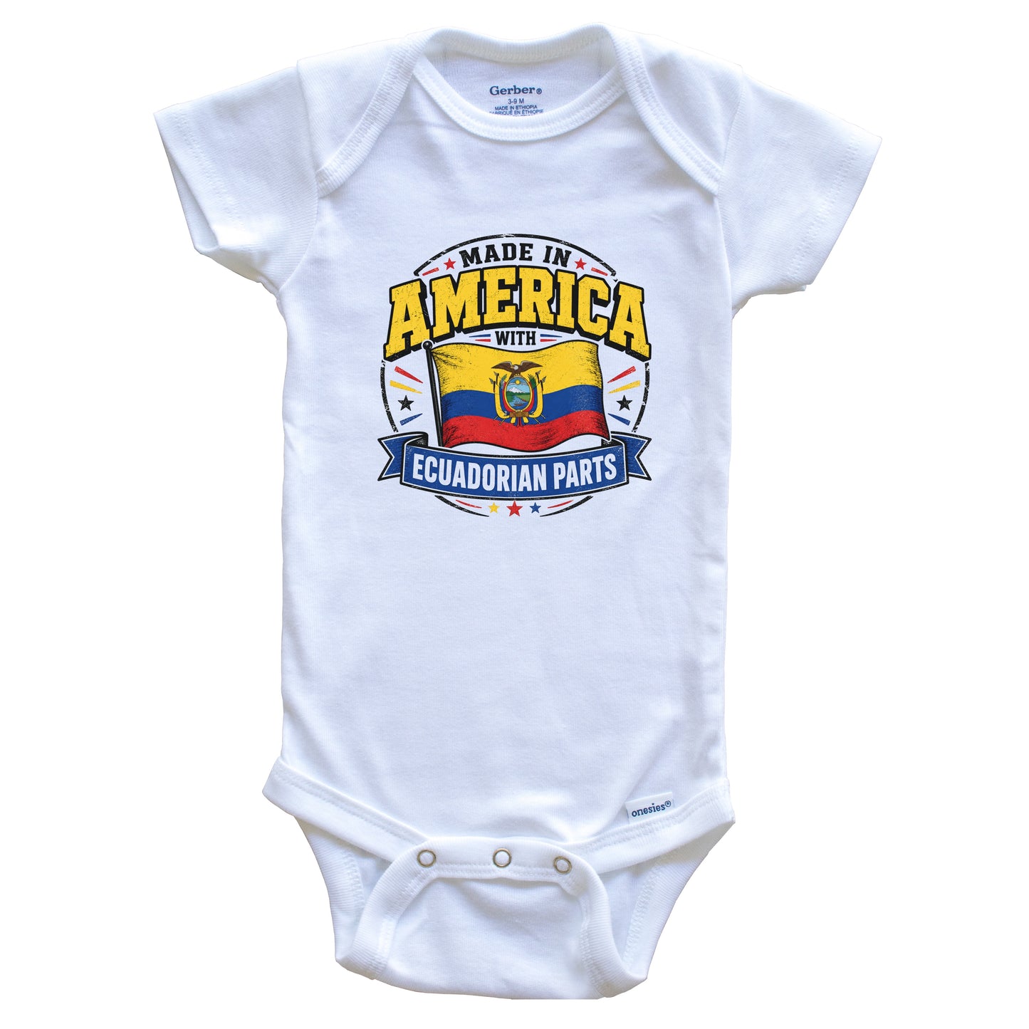 Made In America With Ecuadorian Parts Ecuador Flag Baby Bodysuit