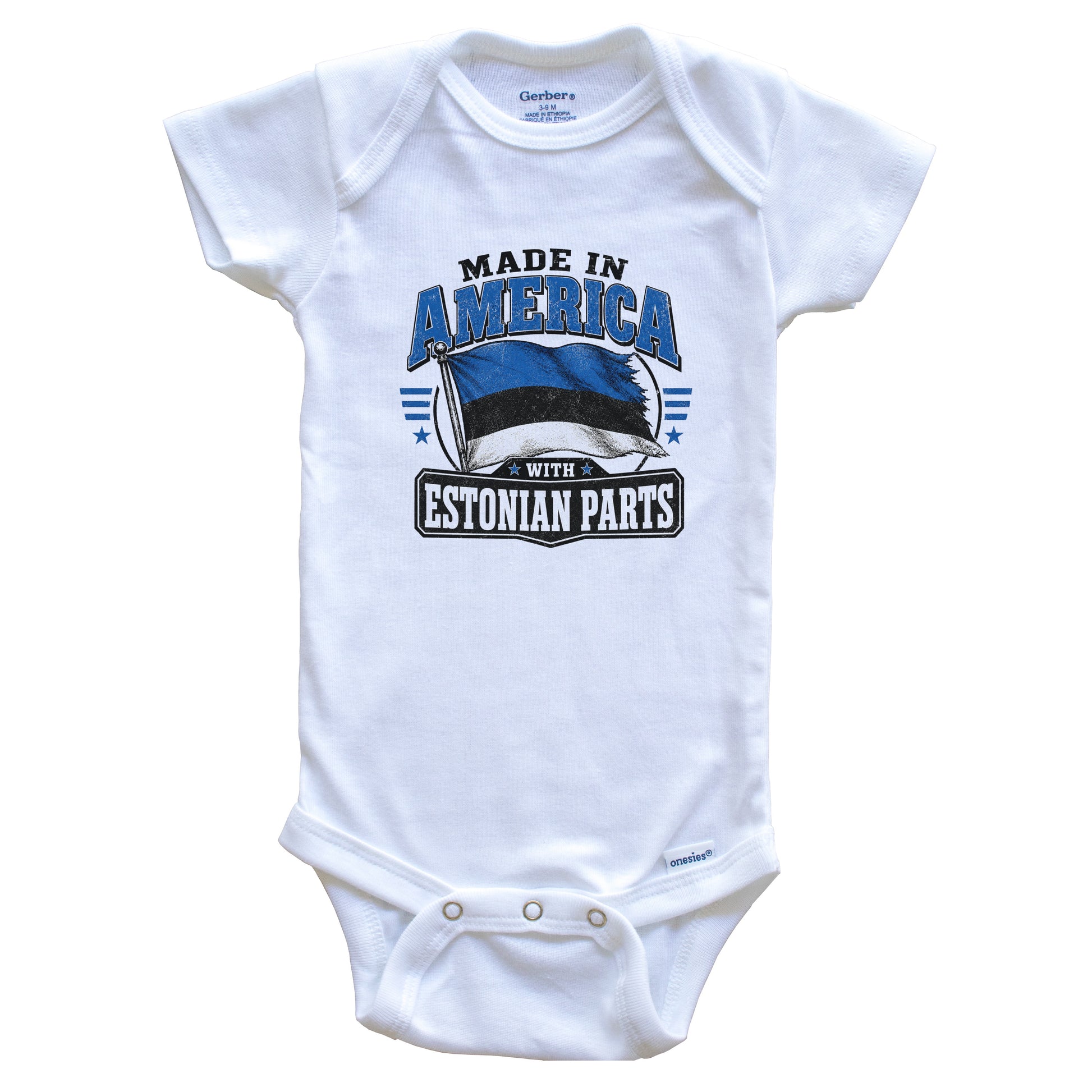 Made In America With Estonian Parts Estonia Flag Baby Bodysuit
