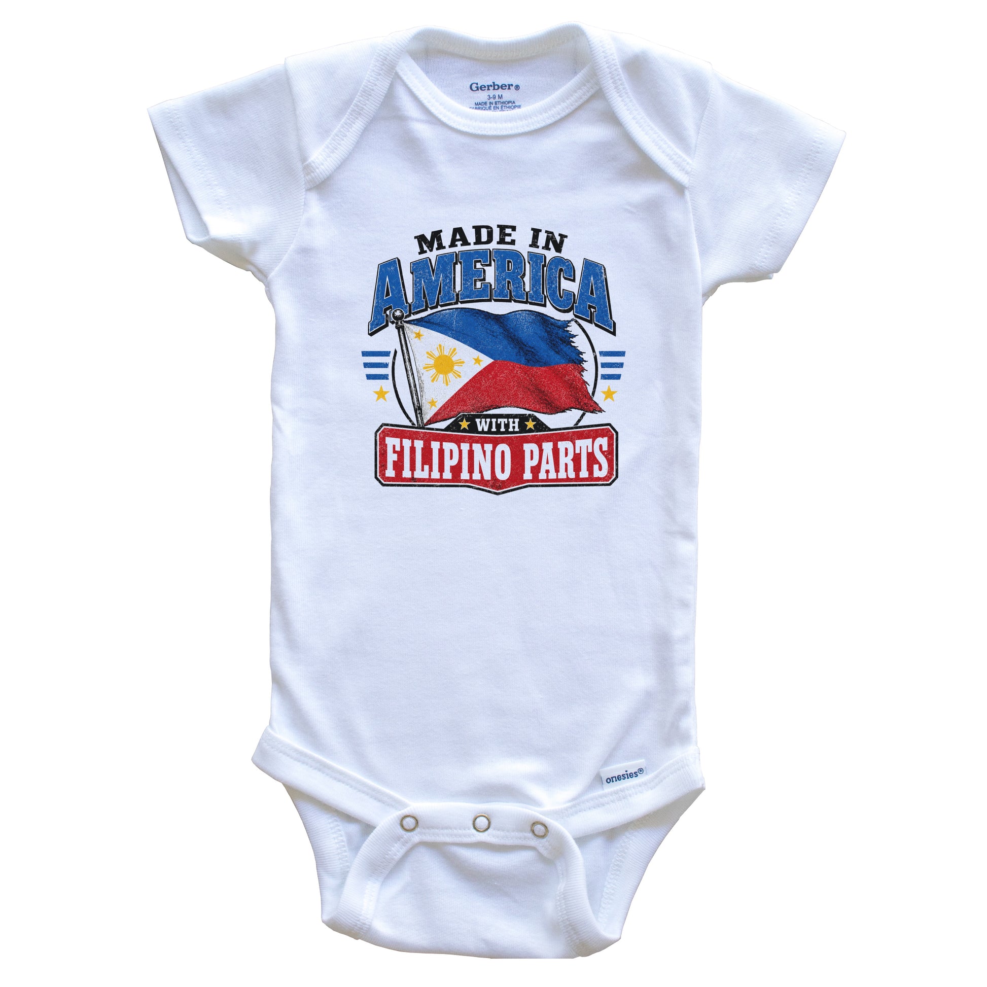 Made In America With Filipino Parts Philippines Flag Baby Bodysuit