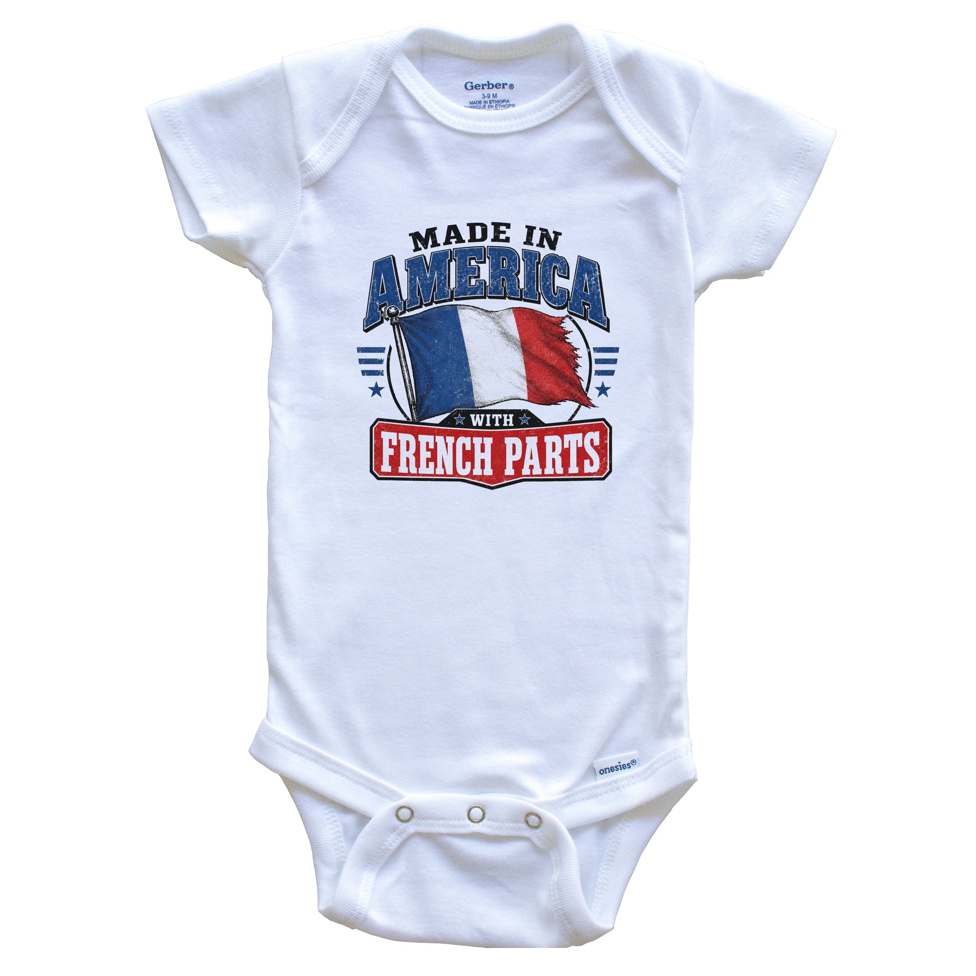 Made In America With French Parts Frane Flag Baby Bodysuit