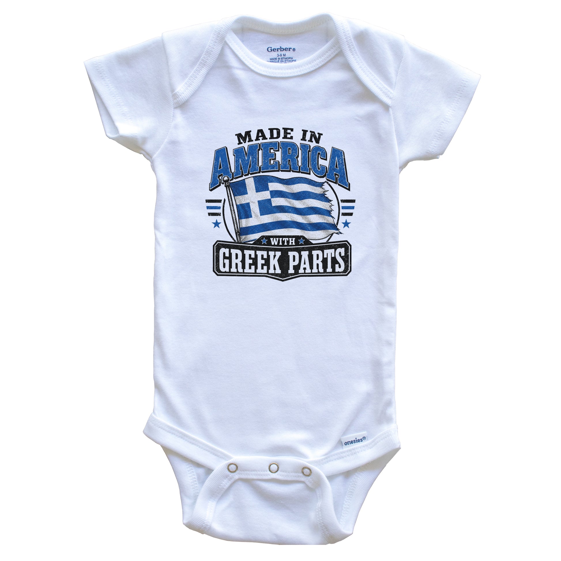 Made In America With Greek Parts Greece Flag Baby Bodysuit