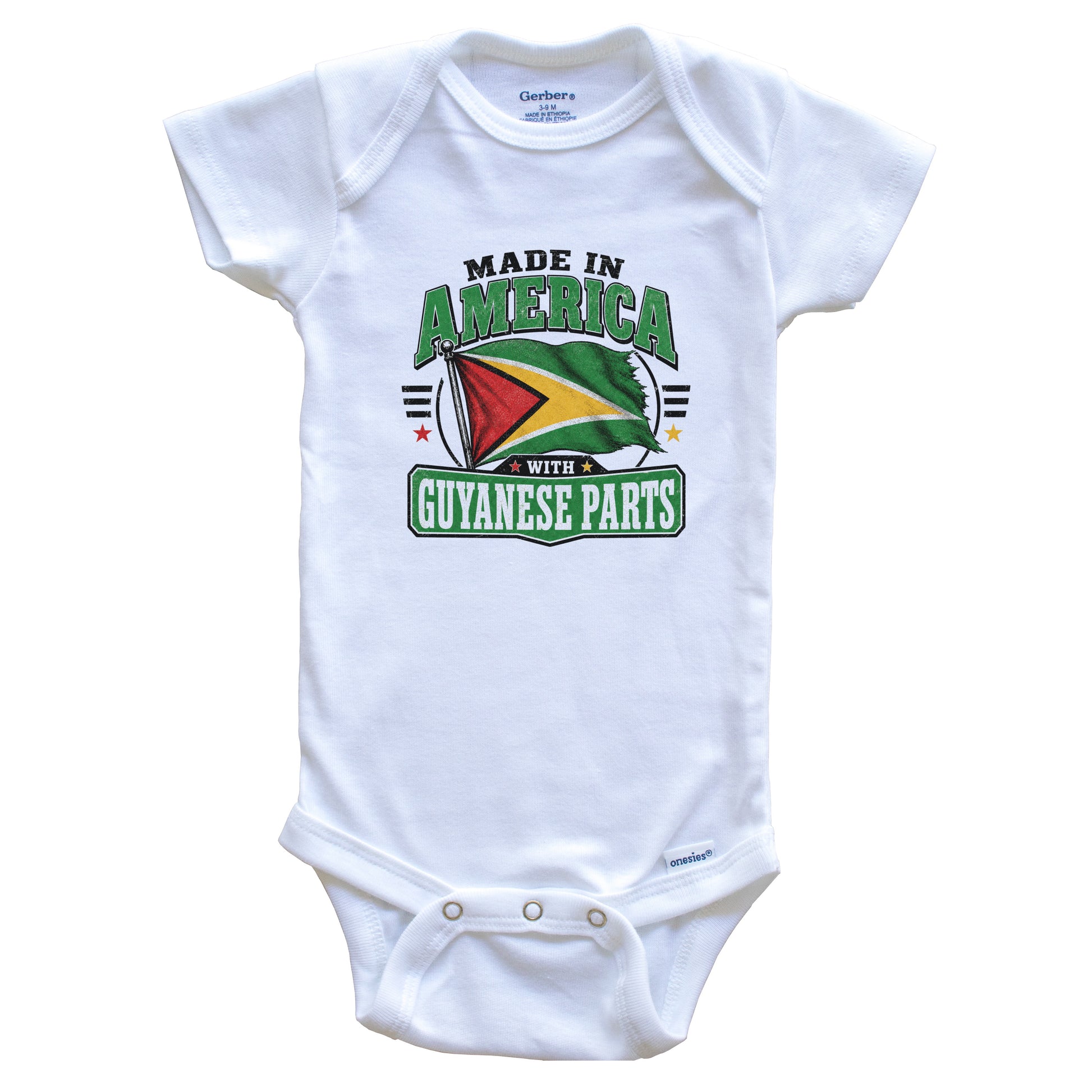 Made In America With Guyanese Parts Guyana Flag Baby Bodysuit