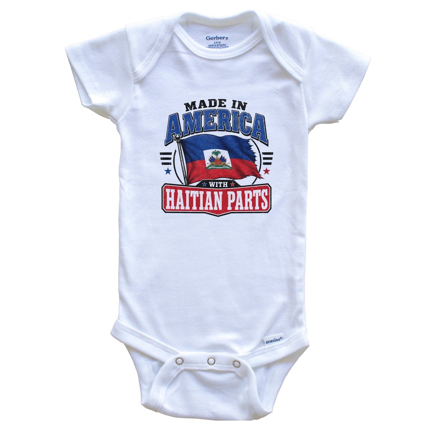 Made In America With Haitian Parts Haiti Flag Baby Bodysuit