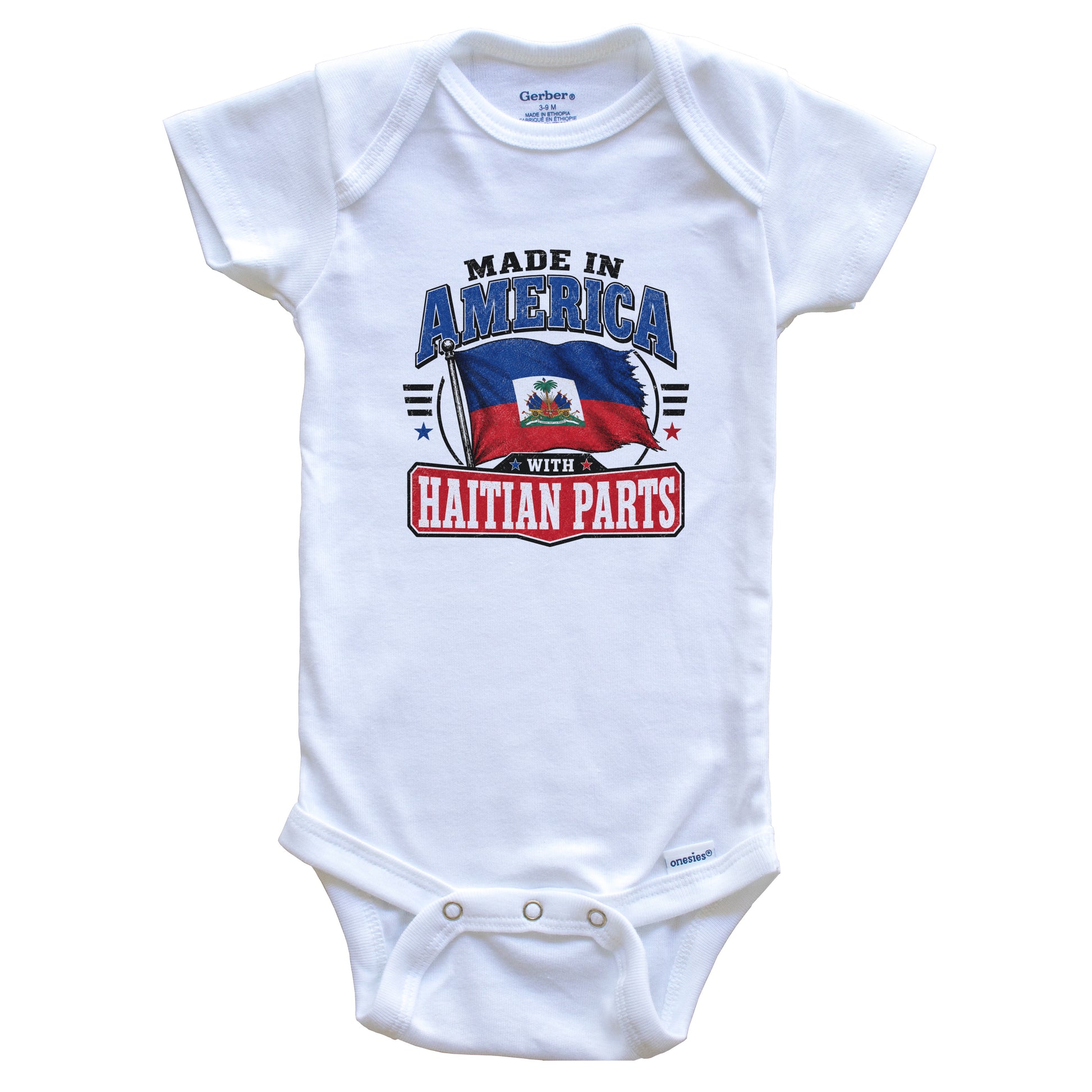 Made In America With Haitian Parts Haiti Flag Baby Bodysuit