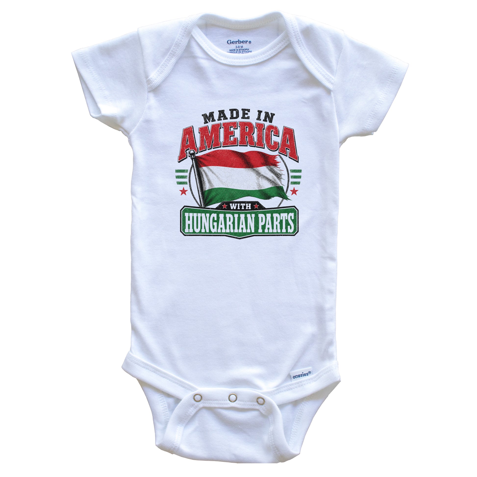 Made In America With Hungarian Parts Hungary Flag Baby Bodysuit