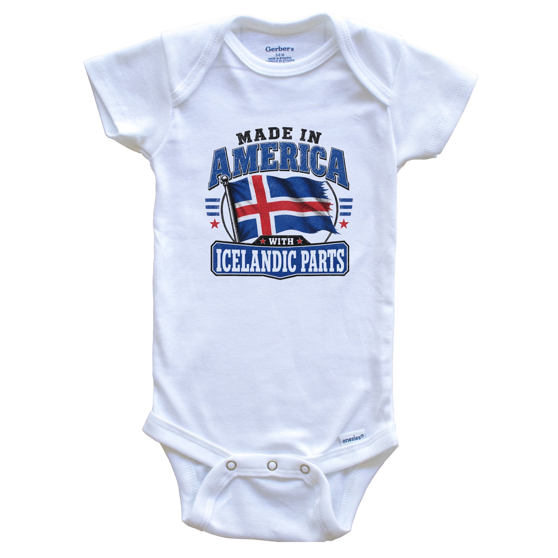 Made In America With Icelandic Parts Iceland Flag Baby Bodysuit