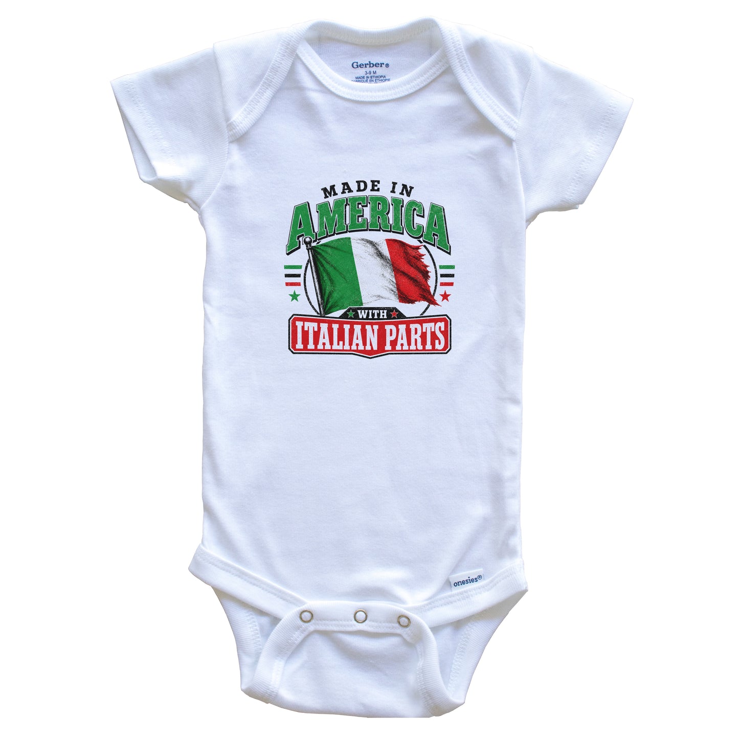 Made In America With Italian Parts Italy Flag Baby Bodysuit